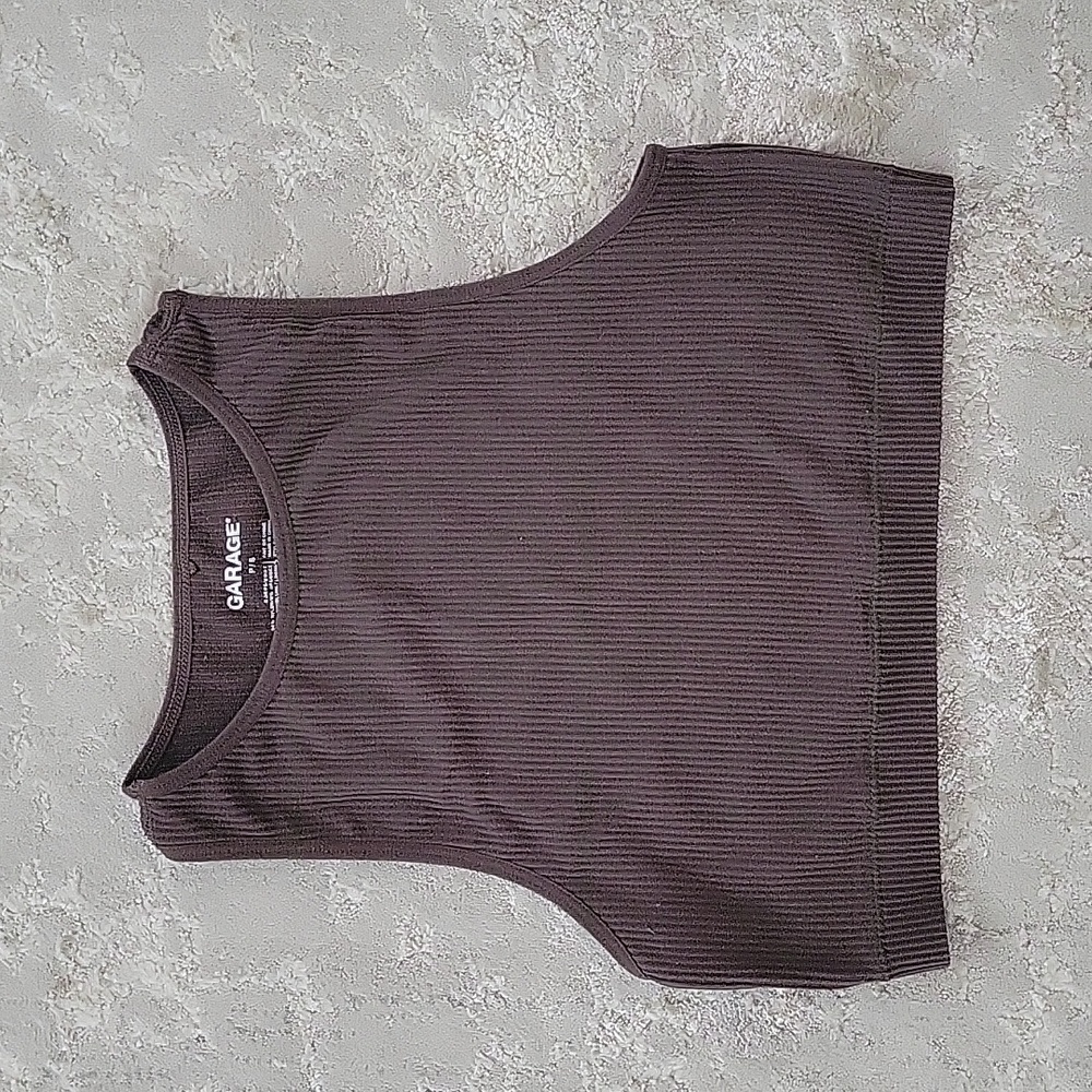 WOMEN'S GARAGE BROWN RIBBED CROP TOP TANK TOP SHIRT SZ S $35